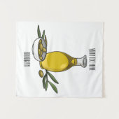 オリーブ油漫画イラストレーション タペストリー (正面(横))