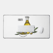 オリーブ油漫画イラストレーション デスクマット (キーボード&マウス)