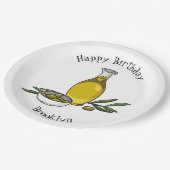 オリーブ油漫画イラストレーション ペーパープレート (アングル)