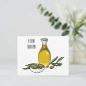 オリーブ油漫画イラストレーション ポストカード (スタンド正面)