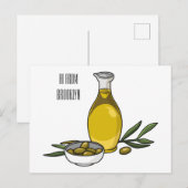 オリーブ油漫画イラストレーション ポストカード (正面/裏面)