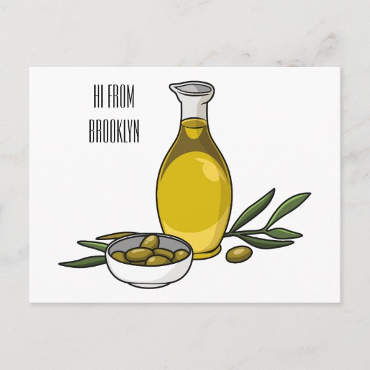 オリーブ油漫画イラストレーション ポストカード (正面)