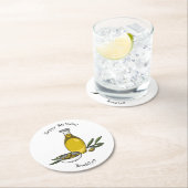 オリーブ油漫画イラストレーション ラウンドペーパーコースター (インサイチュ)