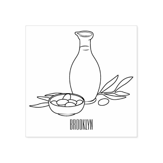 オリーブ油漫画イラストレーション ラバースタンプ (インプリント)