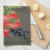 オリーブ油、オリーブ、パンのキッチンハンドタオル キッチンタオル (四つ折り)