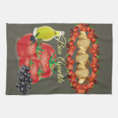 オリーブ油、オリーブ、パンのキッチンハンドタオル キッチンタオル (横)