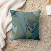 オリーブ海底灰色対角フローラ抽象デザイン クッション (ブランケット)