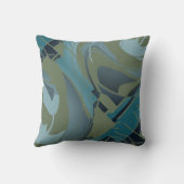 オリーブ海底灰色対角フローラ抽象デザイン クッション (裏面)