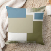 オリーブ灰色の青い幾何学的パターン クッション (ブランケット)