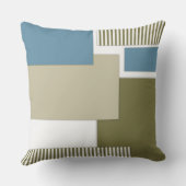 オリーブ灰色の青い幾何学的パターン クッション (裏面)