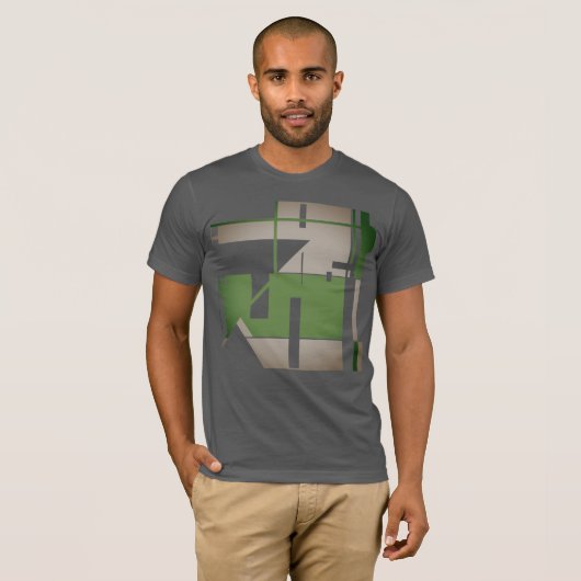 オリーブ灰色メタリック南西インスパイア-抽象芸術 Tシャツ (正面フル)