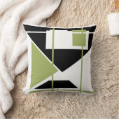 オリーブ白ブラックMCMルック三角形スクエアLInes クッション (ブランケット)