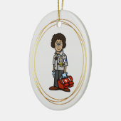 オリーブ皮付き女性EMS救急医療隊員オーナメント セラミックオーナメント (左)