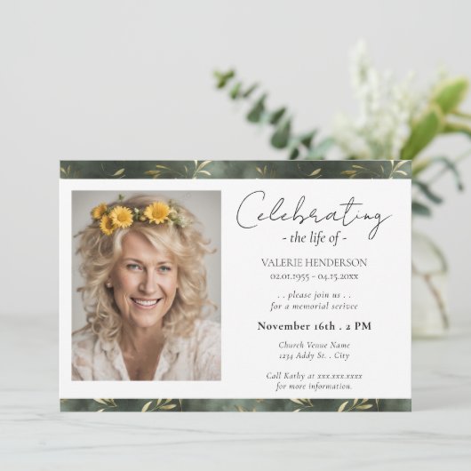 オリーブ祝リーフ写真のライフサービス 招待状 (スタンド正面)