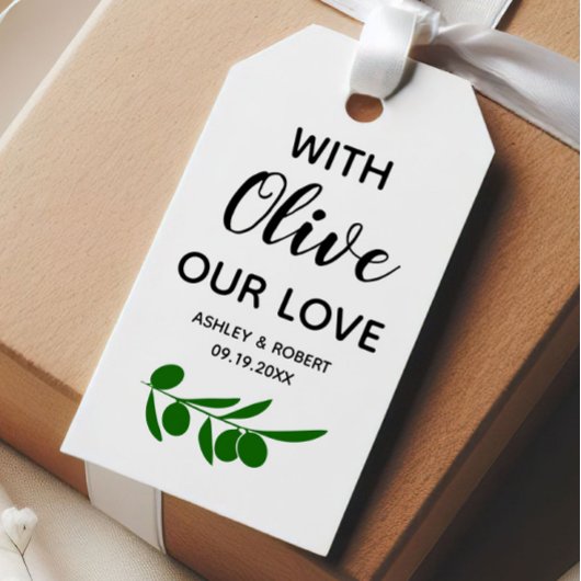 オリーブ私たちの愛、オリーブオイルまたはオリーブのギフトタグと ギフトタグ