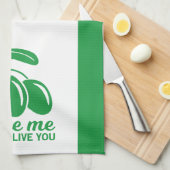 オリーブ私はオリーブあなたを愛する キッチンタオル (四つ折り)