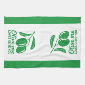 オリーブ私はオリーブあなたを愛する キッチンタオル (横)