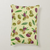 オリーブ素朴とオリーブの葉パターン アクセントクッション (裏面(縦))