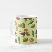 オリーブ素朴とオリーブの葉パターン コーヒーマグカップ (正面左)