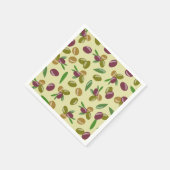 オリーブ素朴とオリーブの葉パターン スタンダードカクテルナプキン (角)