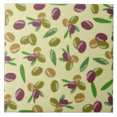 オリーブ素朴とオリーブの葉パターン タイル (正面)