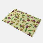 オリーブ素朴とオリーブの葉パターン ドアマット (アングル)