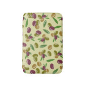 オリーブ素朴とオリーブの葉パターン バスマット (正面縦)