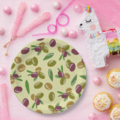 オリーブ素朴とオリーブの葉パターン ペーパープレート (パーティー)