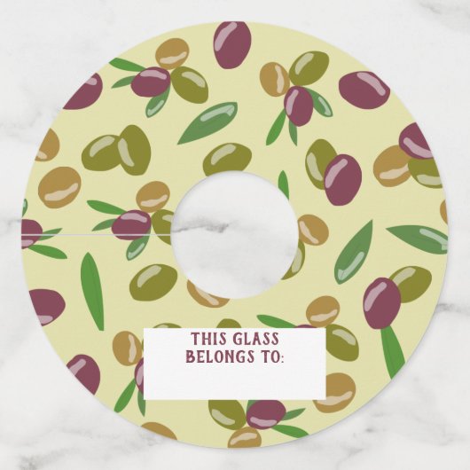 オリーブ素朴とオリーブの葉パターン ワイングラスタグ (裏面)