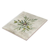 オリーブ素朴と枝のフローラの花 タイル (側面)