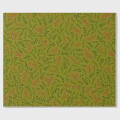 オリーブ素朴の緑の紅葉緑のパターン ラッピングペーパー (フラット)