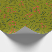 オリーブ素朴の緑の紅葉緑のパターン ラッピングペーパー (角)