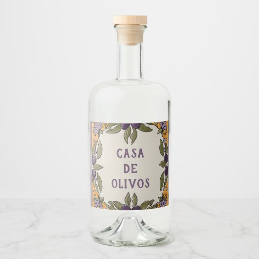 オリーブ素朴カスタム文字オリーブ油 リキュールボトルラベル (正面)