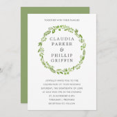 オリーブ素朴グリーンのエレガントな結婚式 招待状 (正面/裏面)