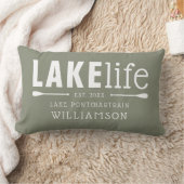 オリーブ素朴グリーンレイクライフパーソナライズされた ランバークッション (ブランケット)
