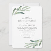 オリーブ素朴ツリーウォーターカラーボタニカル結婚ズ 招待状 (正面)