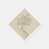 オリーブ素朴ツリーミニマルブ結婚ランチ スタンダードカクテルナプキン (角)