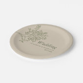 オリーブ素朴ツリーミニマルブ結婚ランチ ペーパープレート (アングル)