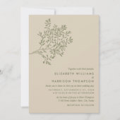 オリーブ素朴ツリーミニマルブ結婚ランチ 招待状 (正面)