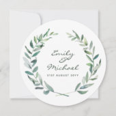 オリーブ素朴葉のステッカーパーソナライズされた 招待状 (正面)