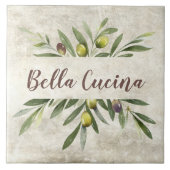 オリーブ素朴&ブランチベラキュチナブラウン タイル (正面)