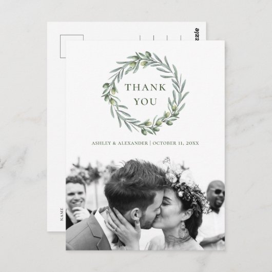 オリーブ結婚のボタニッイタリアンク感謝していユー ポストカード (正面/裏面)