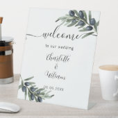 オリーブ結婚の緑の葉の歓迎 台座サイン (インサイチュ)