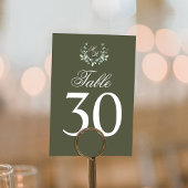 オリーブ結婚グリーンのテーブルナンバーモノグラム テーブルナンバー