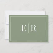 オリーブ結婚グリーンの衣装ゲストドレスコードカード サンキューカード (裏面)