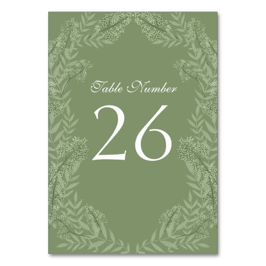 オリーブ結婚グリーンヴィンテージ テーブルナンバー (裏面)