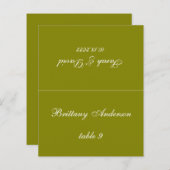 オリーブ結婚グリーン座席表印刷ゲスト名 (正面/裏面)