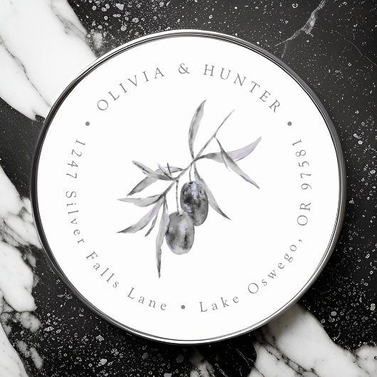 オリーブ結婚ブランチのカップル名差出人住所 ラウンドシール