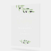 オリーブ結婚枝の歓迎 アクリルサイン (傾斜)