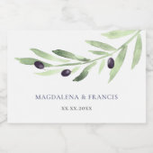 オリーブ結婚枝の水瓶ラベル スパークリングワインラベル (シングルラベル)